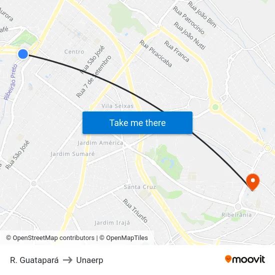 R. Guatapará to Unaerp map