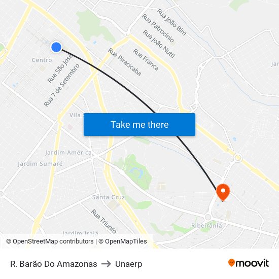 R. Barão Do Amazonas to Unaerp map