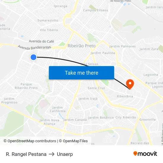 R. Rangel Pestana to Unaerp map