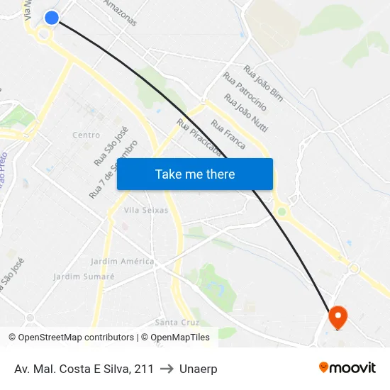 Av. Mal. Costa E Silva, 211 to Unaerp map
