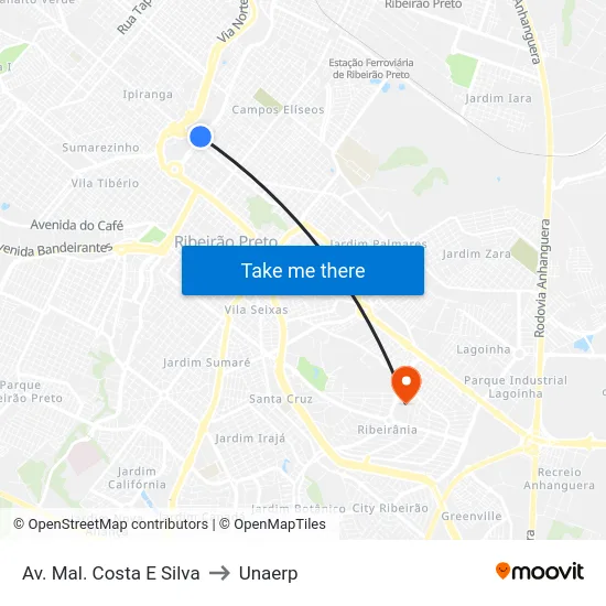 Av. Mal. Costa E Silva to Unaerp map
