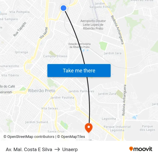 Av. Mal. Costa E Silva to Unaerp map