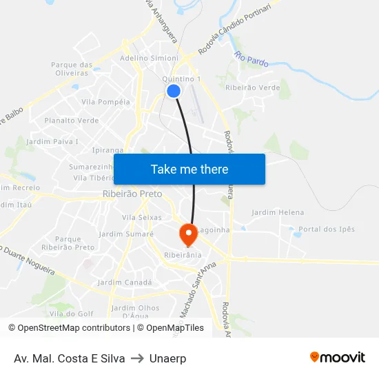 Av. Mal. Costa E Silva to Unaerp map
