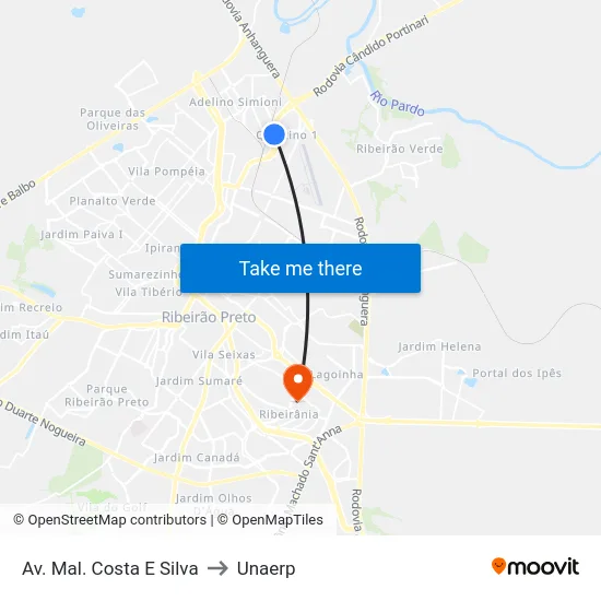 Av. Mal. Costa E Silva to Unaerp map