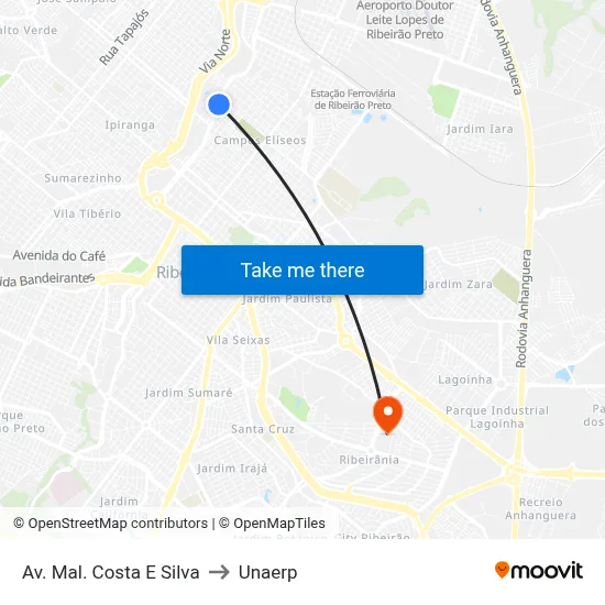 Av. Mal. Costa E Silva to Unaerp map