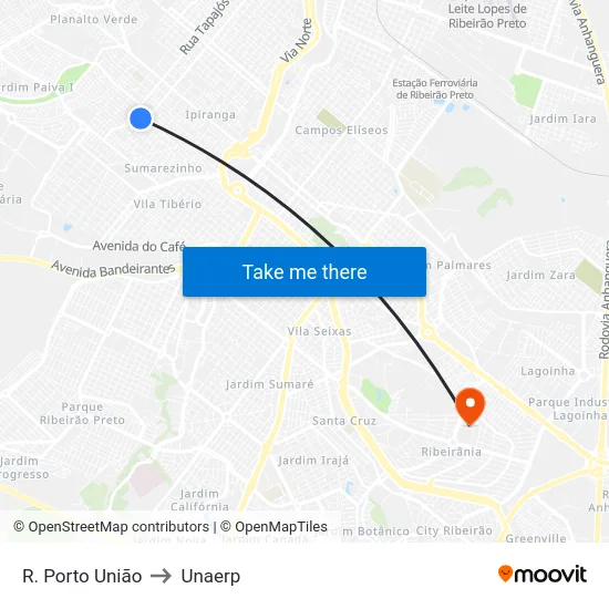 R. Porto União to Unaerp map