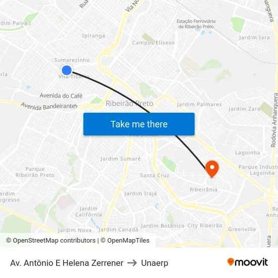 Av. Antônio E Helena Zerrener to Unaerp map