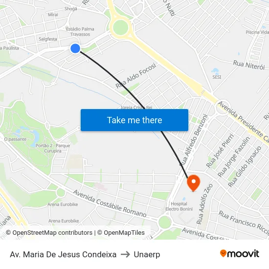 Av. Maria De Jesus Condeixa to Unaerp map