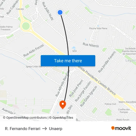R. Fernando Ferrari to Unaerp map