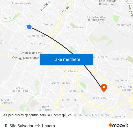 R. São Salvador to Unaerp map