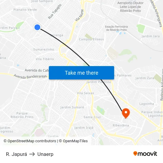 R. Japurá to Unaerp map