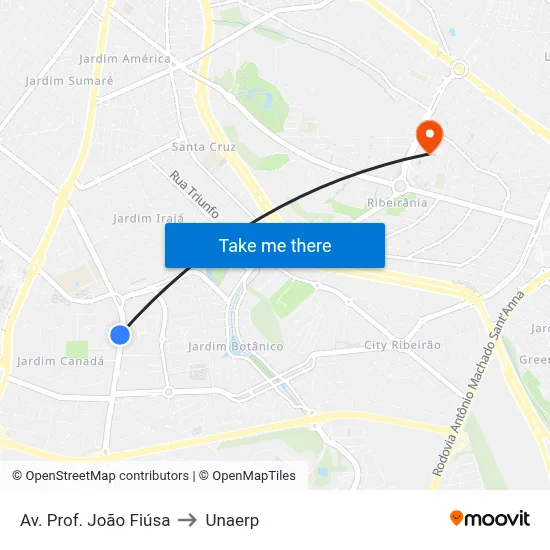 Av. Prof. João Fiúsa to Unaerp map