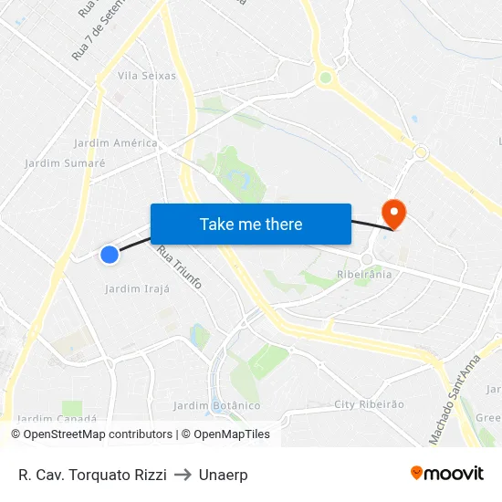 R. Cav. Torquato Rizzi to Unaerp map