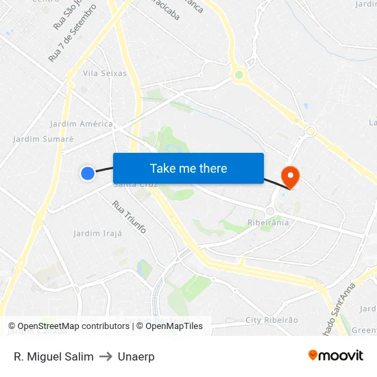 R. Miguel Salim to Unaerp map