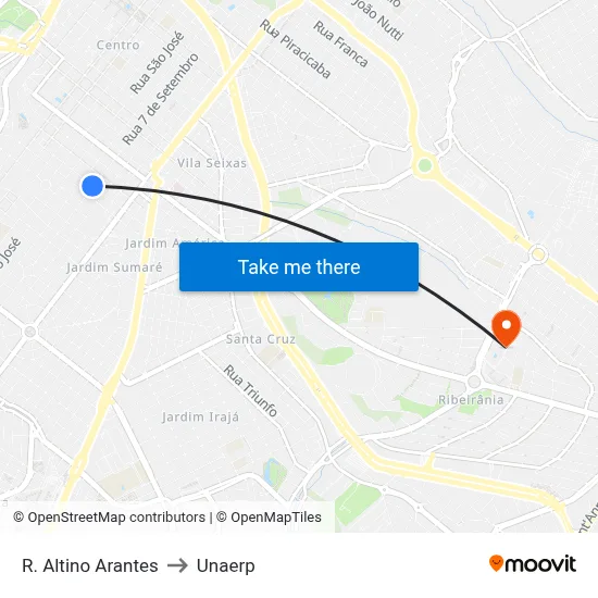 R. Altino Arantes to Unaerp map