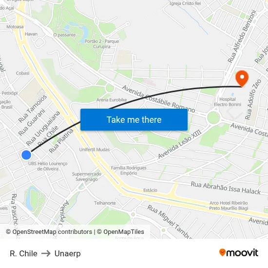 R. Chile to Unaerp map