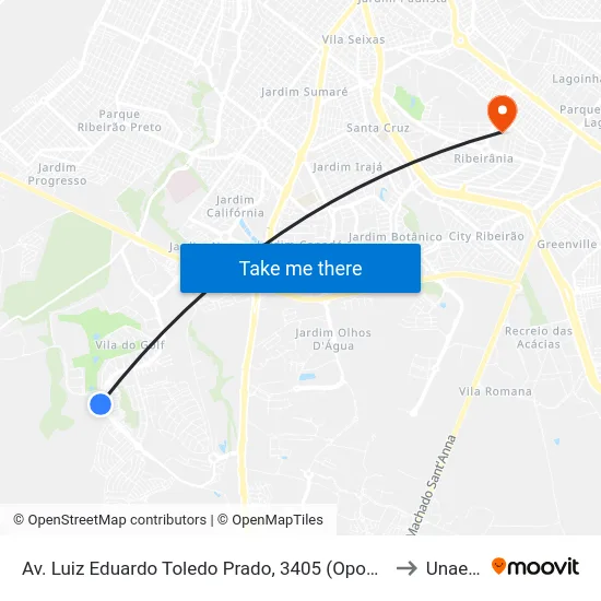 Av. Luiz Eduardo Toledo Prado, 3405 (Oposto) to Unaerp map