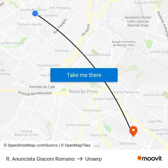 R. Anunciata Giaconi Romano to Unaerp map