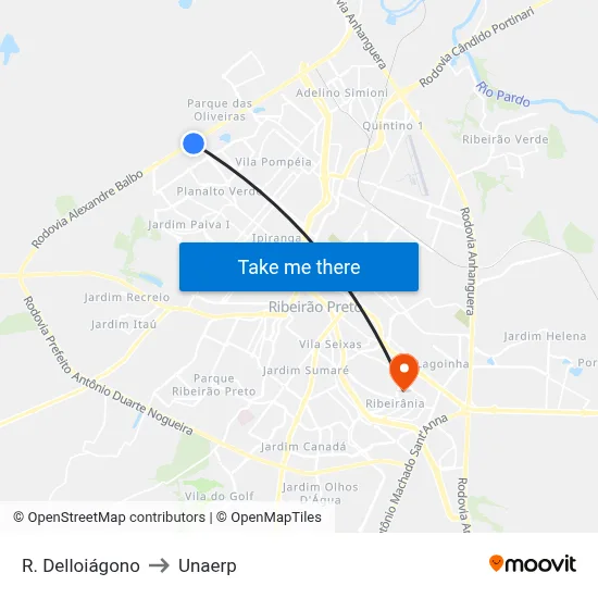 R. Delloiágono to Unaerp map