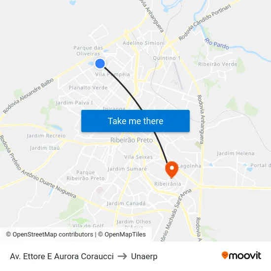 Av. Ettore E Aurora Coraucci to Unaerp map