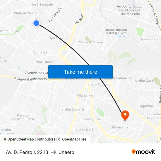 Av. D. Pedro I, 2213 to Unaerp map