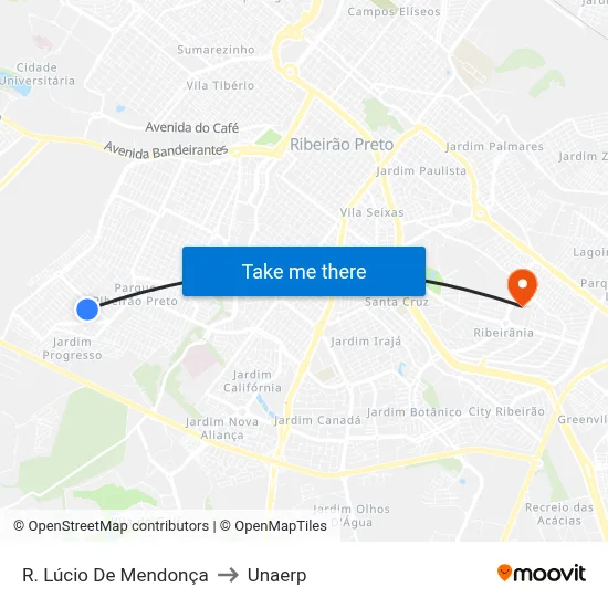 R. Lúcio De Mendonça to Unaerp map