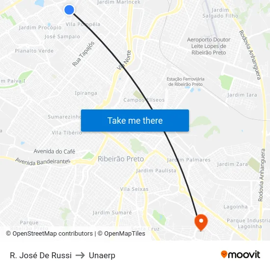 R. José De Russi to Unaerp map