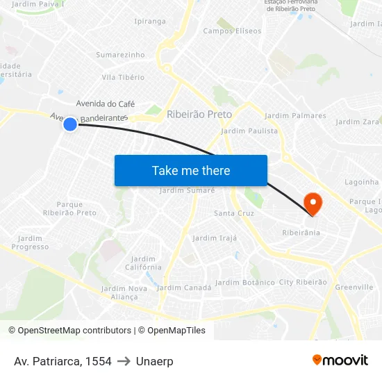 Av. Patriarca, 1554 to Unaerp map