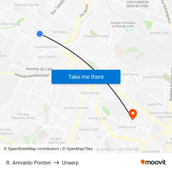 R. Anivaldo Ponton to Unaerp map