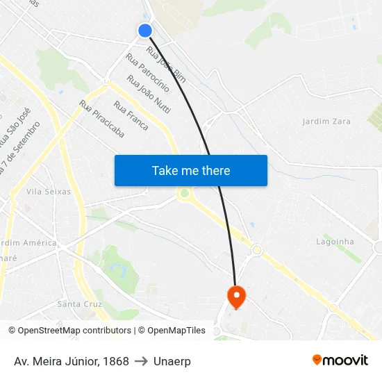 Av. Meira Júnior, 1868 to Unaerp map