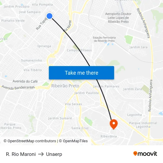 R. Rio Maroni to Unaerp map