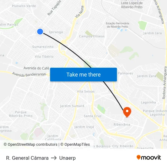 R. General Câmara to Unaerp map