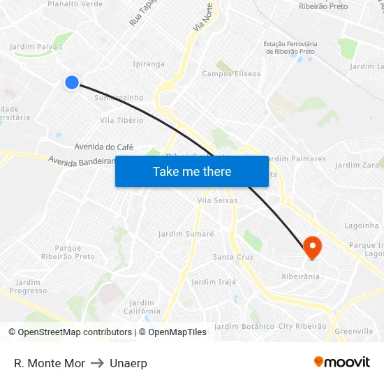 R. Monte Mor to Unaerp map