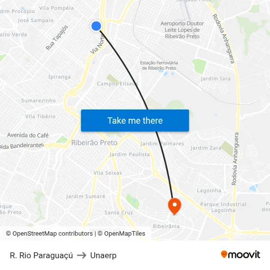 R. Rio Paraguaçú to Unaerp map