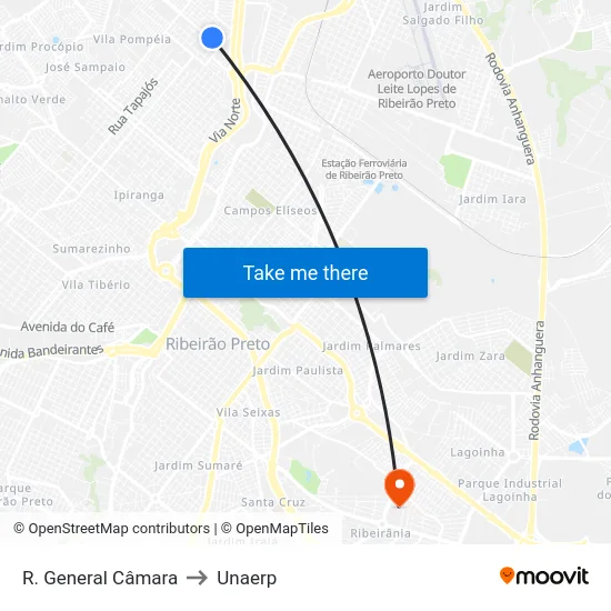 R. General Câmara to Unaerp map