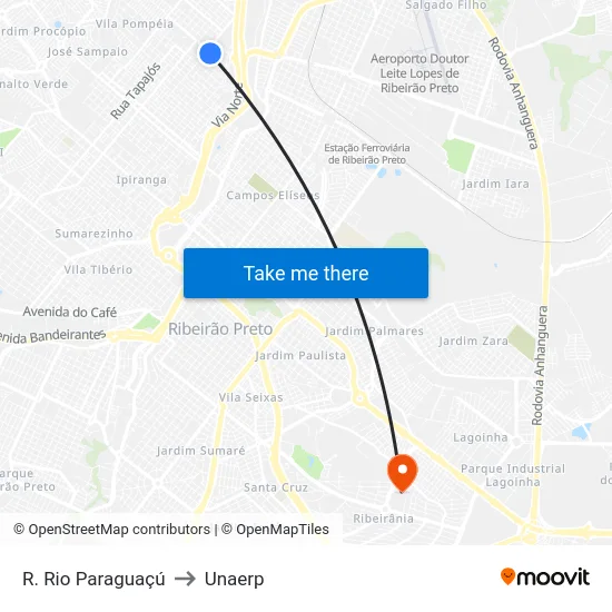 R. Rio Paraguaçú to Unaerp map