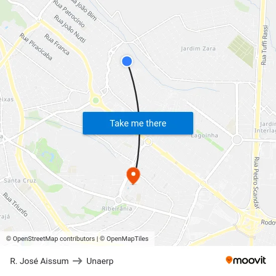 R. José Aissum to Unaerp map