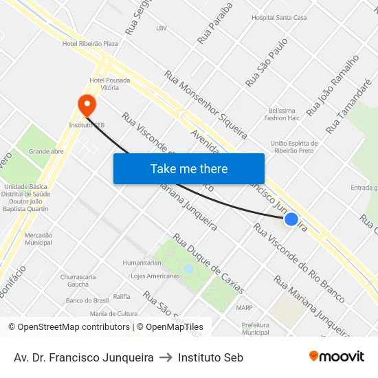 Av. Dr. Francisco Junqueira to Instituto Seb map