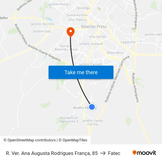 R. Ver. Ana Augusta Rodrigues França, 85 to Fatec map