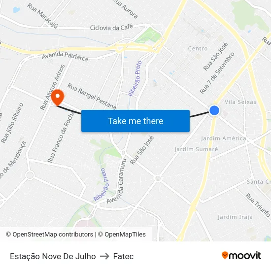Estação Nove De Julho to Fatec map
