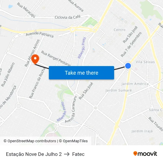 Estação Nove De Julho 2 to Fatec map