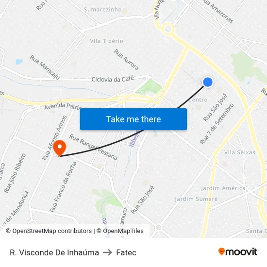 R. Visconde De Inhaúma to Fatec map