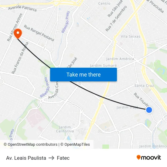 Av. Leais Paulista to Fatec map