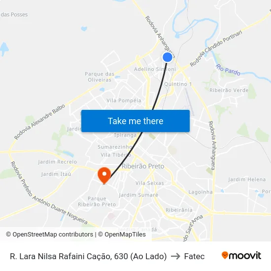 R. Lara Nilsa Rafaini Cação, 630 (Ao Lado) to Fatec map