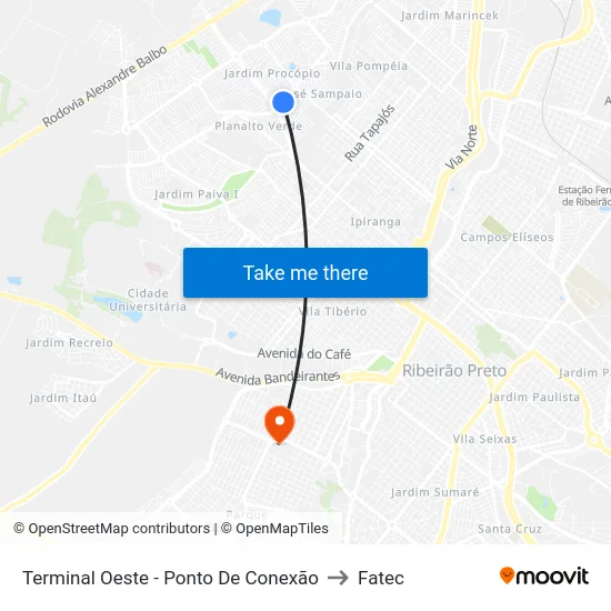 Terminal Oeste - Ponto De Conexão to Fatec map