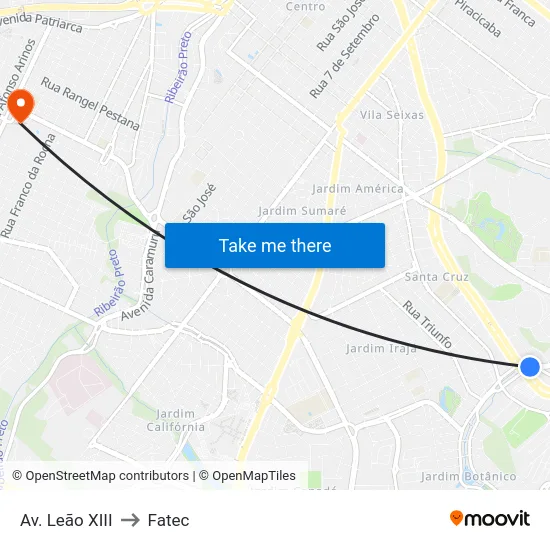 Av. Leão XIII to Fatec map