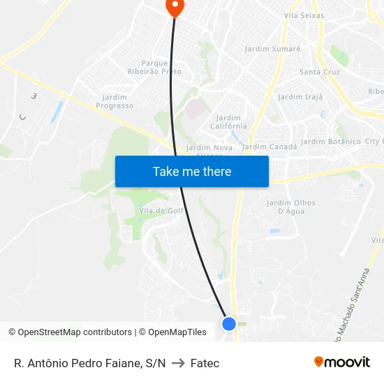 R. Antônio Pedro Faiane, S/N to Fatec map