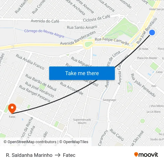 R. Saldanha Marinho to Fatec map