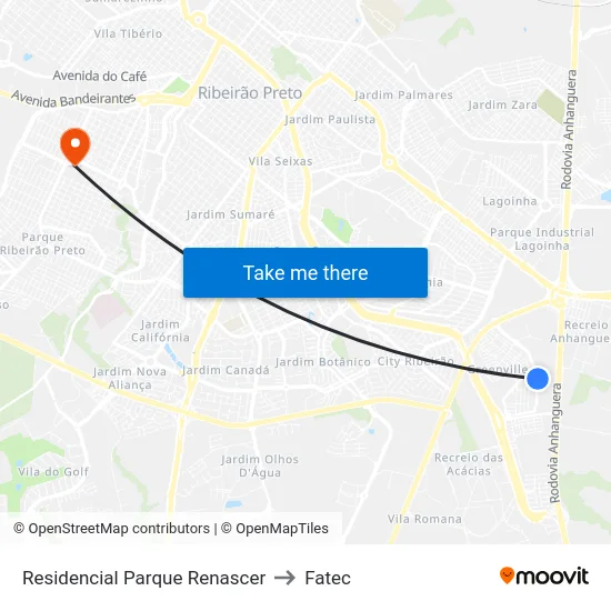 Residencial Parque Renascer to Fatec map