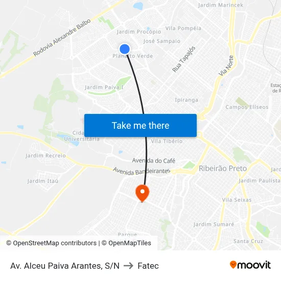 Av. Alceu Paiva Arantes, S/N to Fatec map